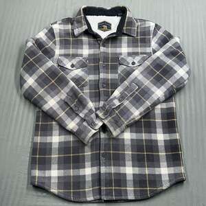 Freedom Foundry Men's Sherpa Fleece Lined Plaid Shacket Shirt Jacket Medium